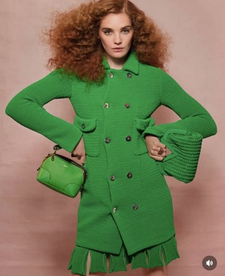 4k Gorgeous Authentic Bottega Veneta Runway Green Woven Coat Jacket Size 44 