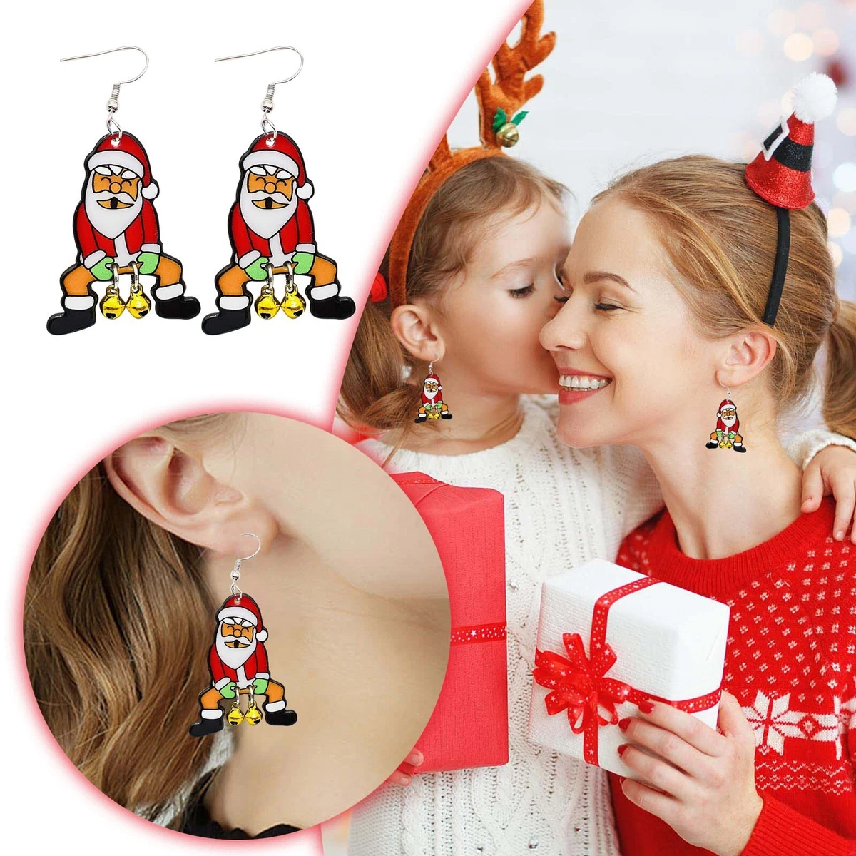 Christmas Earrings Creative Santa Bell Earrings Funny Christmas