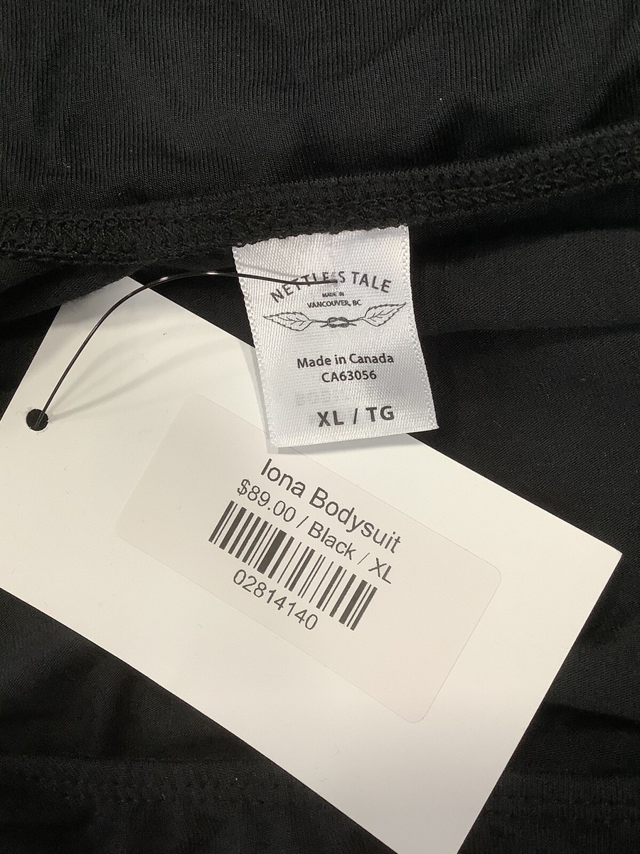 Nettle's Tale Bodysuit short sleeve scoop neck casual Black Size