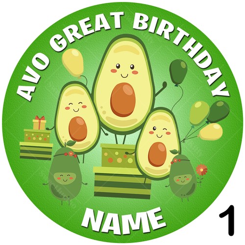 Avocado Avacado Cake Topper Decoration Circle Personalised Edible Icing - Picture 6 of 11