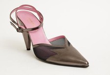SONIA RYKIEL Metallic Pointed-Toe Ankle-Strap Pumps High Heels Mesh Panels 9-39
