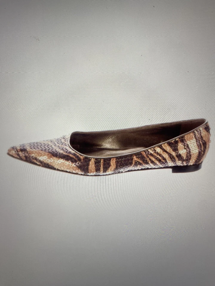 Manolo Blahnik Pointed Toe Sequin Flats 7.5 - Image 2 of 4
