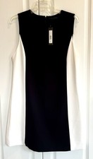 NWT Alice + Olivia sz 12 black/white colorblock sleeveless shift dress $285