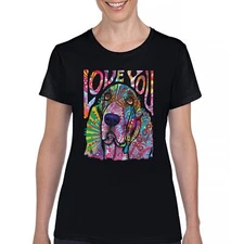 Dean Russo Cute Love You Basset T-Shirt Colorful Dog Neon Pet Women's Tee