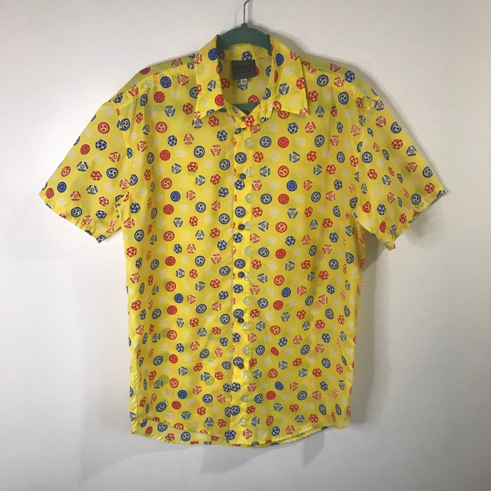 Vintage Y2K Versace Jeans Couture T-shirt Size XS Extra Small Beach Ball Yellow