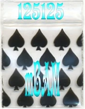 100 PACK  BLACK SPADES 125125 Apple Zip Baggies 1.25x1.25" Mini POLYBAGS