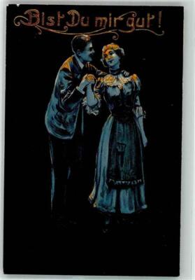 39599669 - You are good to me! Man Hugging Woman in Dress Lithograph Love 1906