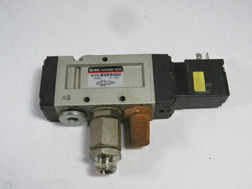SMC EVF5120 Solenoid Valve 5-Port 21-26VDC 1.5-9bar USED