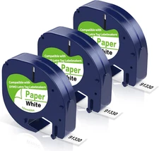 Label Tape Compatible with DYMO Letratag Refills 91330 10697 Black on White Pape