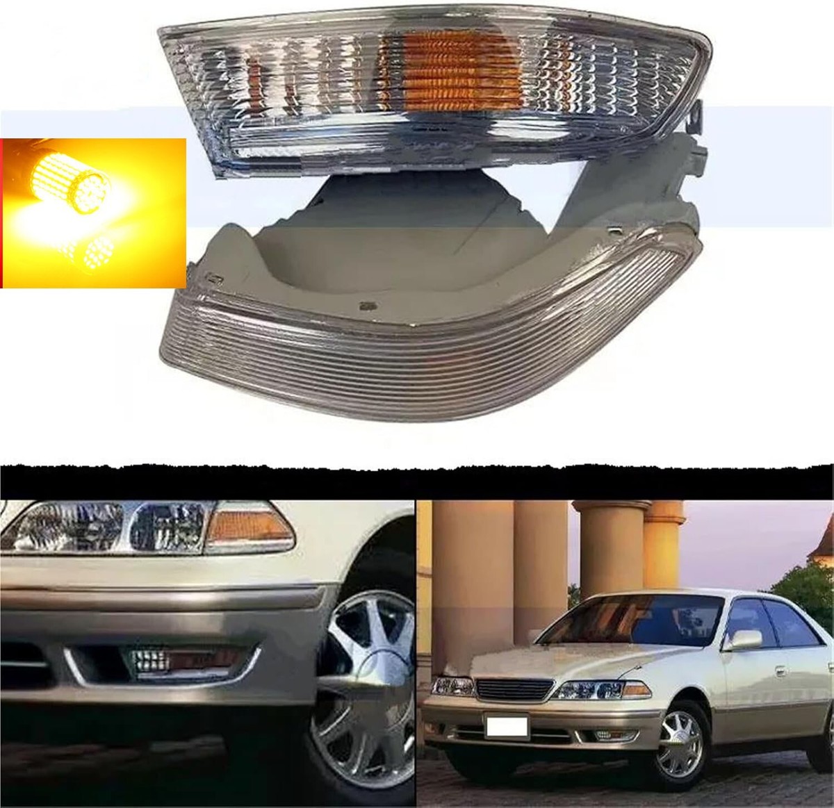 jzx100 ウインカー LED Amber Front Turn Signal Fog Lamp Blinker For Mark 2 GX100