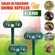 Solar Power Ultrasonic Animal Repeller Pest Repellent Cat Deer Garden Outdoor US