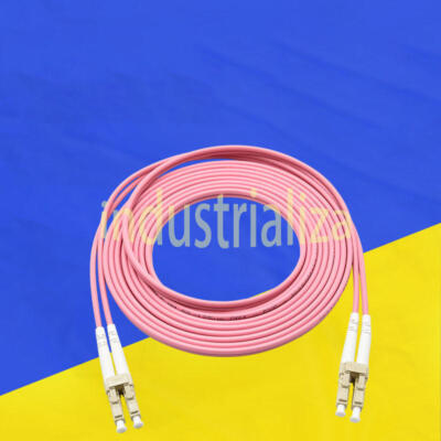 LC UPC to LC UPC Duplex OM4 Multimode 3.0mm Fiber Optic Patch Cord Cable 15M