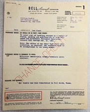 Bell Aircraft Corporation 1951 Change Order Vintage Document Collectible