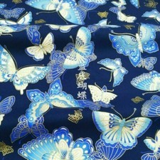 Butterfly Printed Cotton Fabric Japanese Cloth DIY Craft Material By Meter