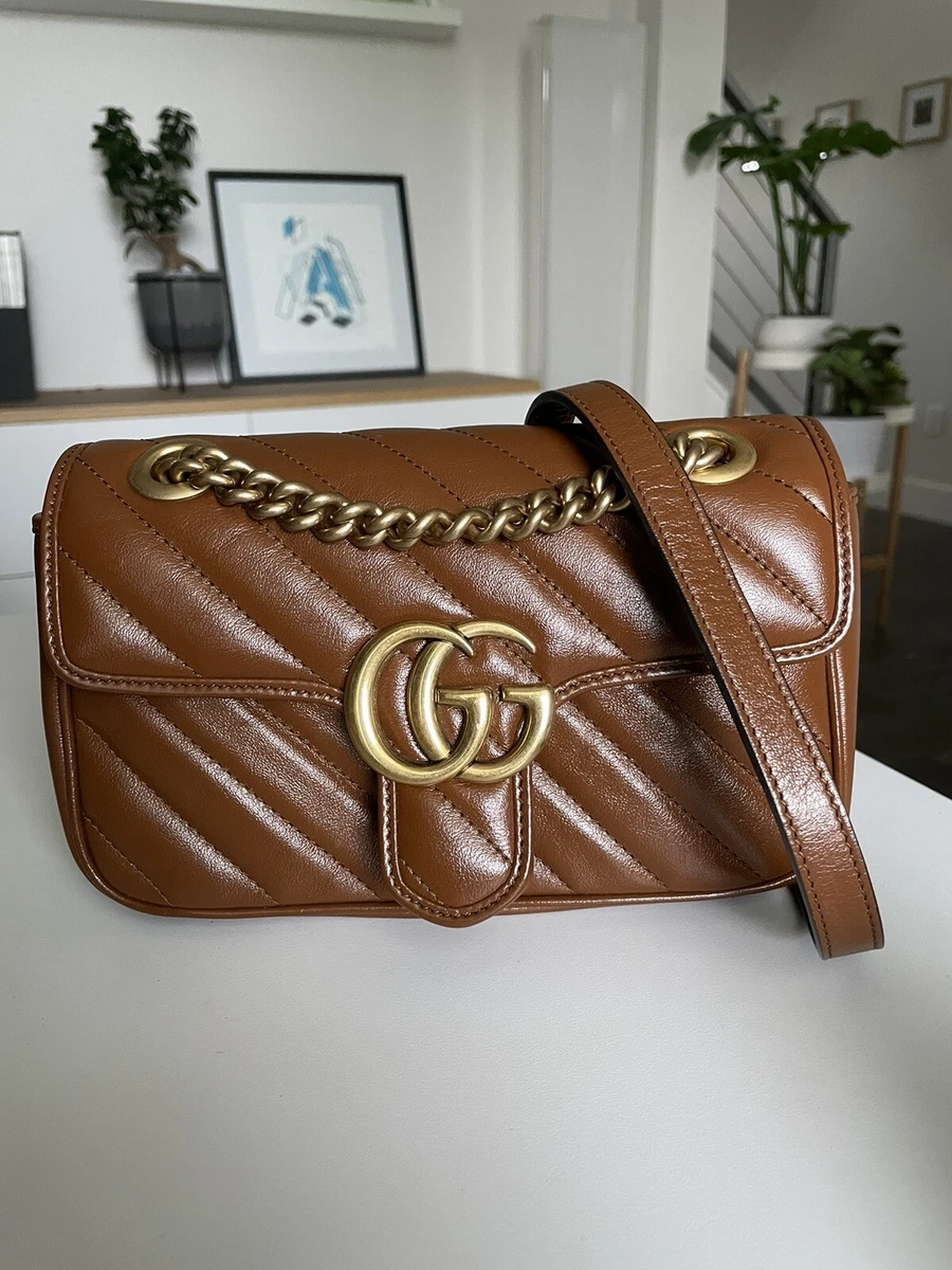 Gucci Marmont Mini Brown Leather Handbag