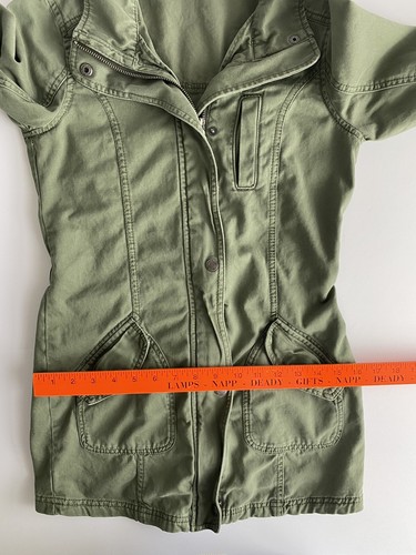 Abercrombie Kids Army Green Utility Jacket L 14 Twilight Bella Y2K 90s Zip Up - Picture 11 of 12