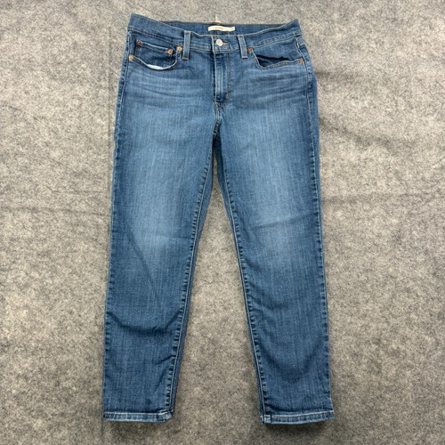 Levis Jeans Damen Größe 30 Boyfriend Ankle Crop Mid Rise Distressed Stretch