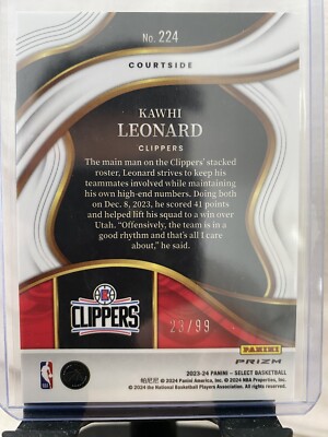 KAWHI LEONARD 2023-24 Select Courtside #224 Purple Cracked Ice