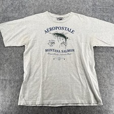 Vintage Aerographic Aeropostale Mens Fishing Graphic Made in USA T Shirt Size XL