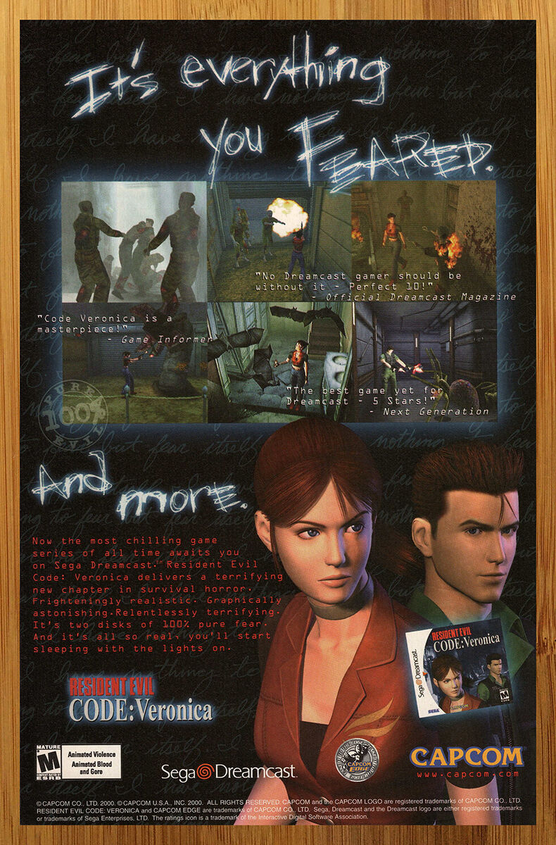 Resident Evil 3 Code Veronica Arcade Video Game FLYER Banner 