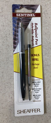 Sheaffer Sentinel Ballpoint Pen Black/Silver Barrel, Black Ink with Bonus Refill