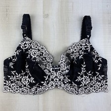 Wacoal Embrace Lace 65191 Womens 32D Black White Lace Unlined Full Coverage Bra