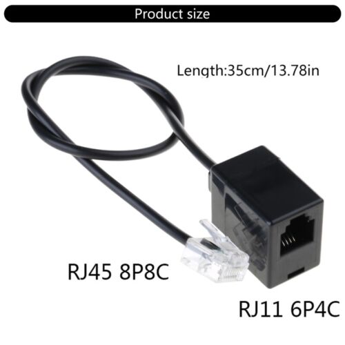 Networking Cable to Phone Line RJ45 to RJ11 Adapter Converter Cord 6P4C 8P8C - Afbeelding 8 van 8