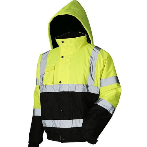 Hi-Vis Insulated Safety Bomber Reflective Class 3 Winter Jacket Warm Lined Coat - Picture 21 of 24