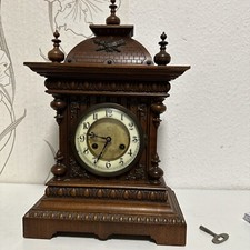 Wundersch&ouml;ne Kaminuhr Holz bronzeverzierungen