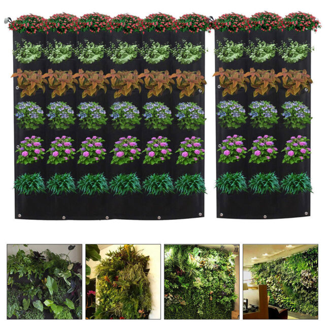 Planting Bags 18 Pockets Vertical Wall Hanging Gardening Planters Felt Grow Bags Plant Pouch Hanging Flower Bags 