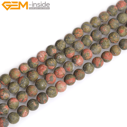 Green Unakite Jasper Forested Matt Round Beads Jewelry 15" Making Natural Stone - Picture 36 of 62