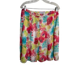 Sag Harbor Skirt Women's 12 Colorful Floral Lined Artsy Watercolor Straight