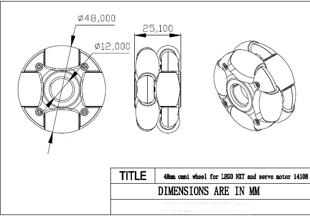 48mm Omni Wheel With Hub For DIY Arduino Robot Competition Supporting LEGO - Image 3 of 3
