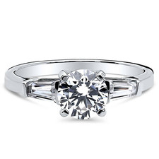 Sterling Silver AAAA Round Cubic Zirconia Solitaire Ring