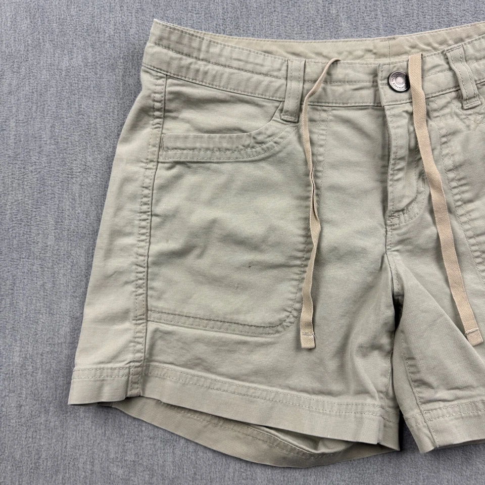 Pantalones Cortos The North Face Mujer 4 Beige Caqui Algodón Cordón Senderismo Aire Libre Foto 3 de 4