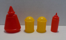 Pretend Play Food Toy Kitchen Condiments Ketchup Bottles Salt Pepper Shakers