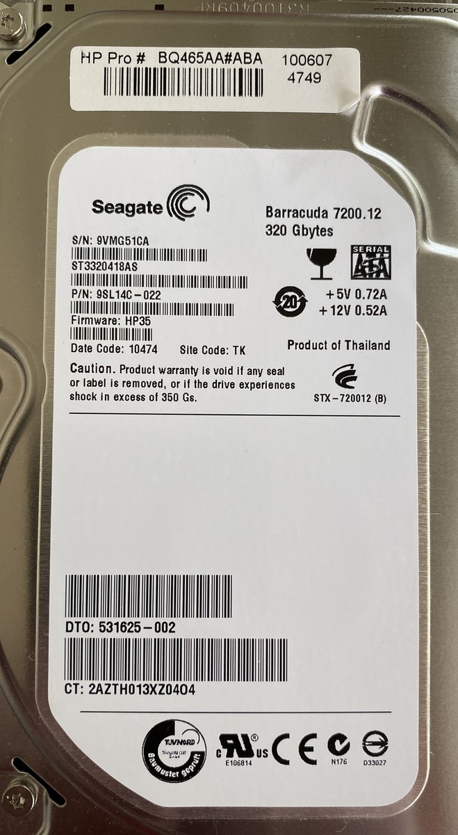 Seagate Barracuda ST3320418AS 320GB SATA Internal 7200RPM 3.5