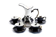 Potter s Studio Witches Brew Pitcher + 4 Halloween Tea Cup and Saucer Sets