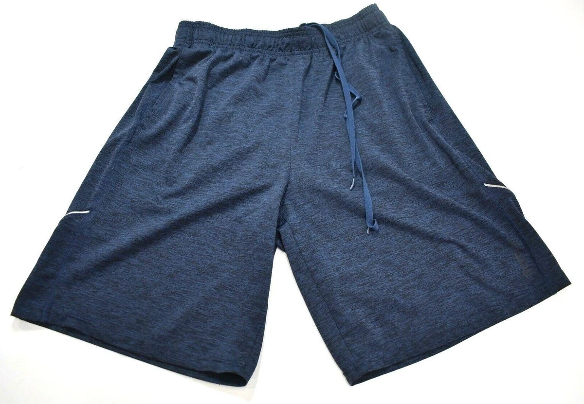 Reebok Mens Blue Flat-Front Straight Leg Casual Stretch Sportswear Shorts S  | eBay