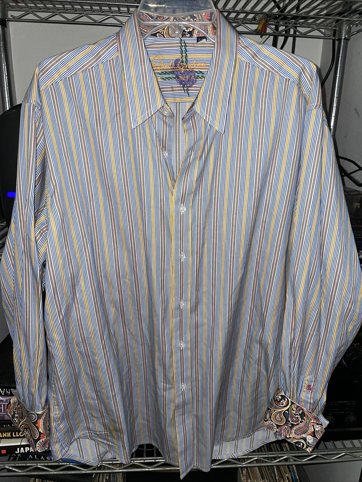 Robert Graham Button Down Stripped Pattern Flip P… - image 1