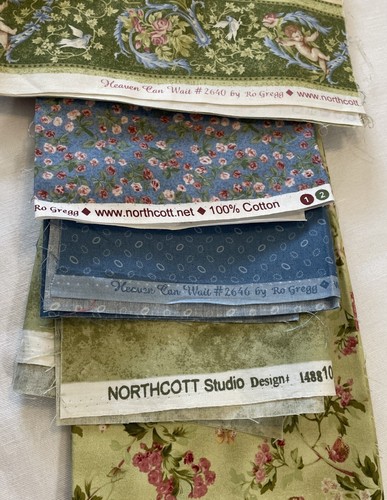 FAT QUARTERs QUILTING BUNDLE 100% COTTON Blue & Greens Lot of 5 - Picture 5 of 5