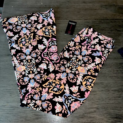 No Boundaries Juniors Black Paisley Print Flare Pants Size L XL 2XL 3XL Soft