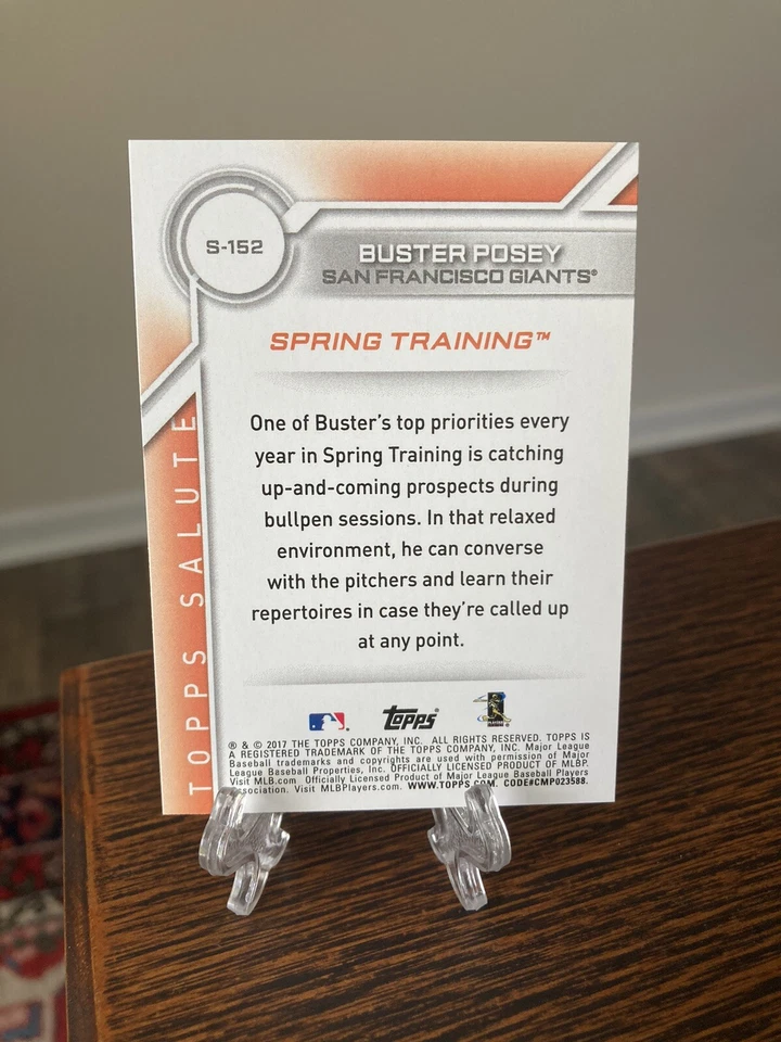 Buster Posey 2017 Topps #S-152 Insert HOF LEGEND Spring Training - Image 2 of 2