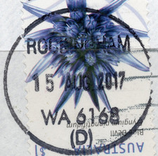 15 AUG 2017 dated CIRCULAR postmark ROCKINGHAM (D), WA 6168 + $1 FLOWER