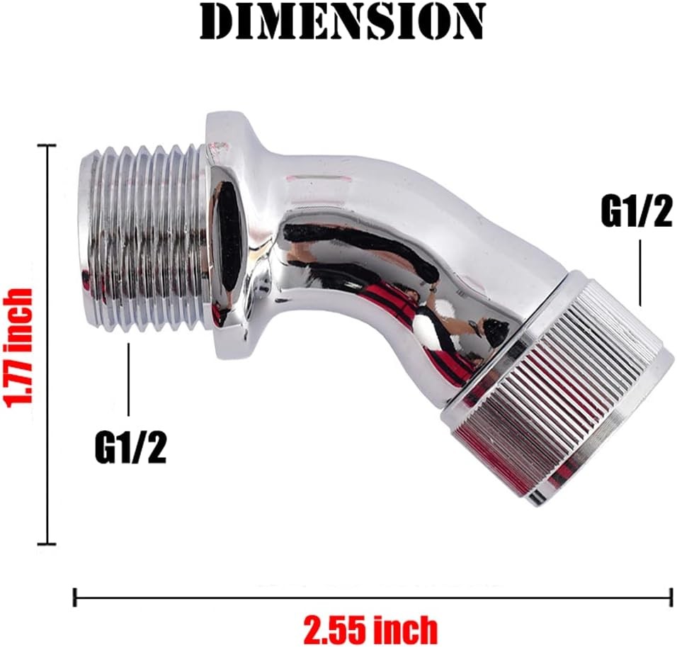 45 Degree Elbow Adapter for Shower Head 45&deg;Angle Male to Female Shower Head Exte