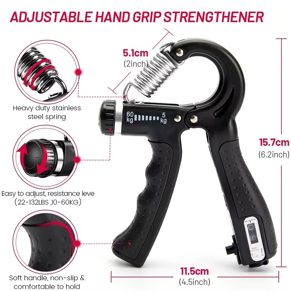 Hand Grip Strength Power Trainer Gripper Strengthener Adjustable Gym Exerciser**
