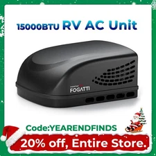 15000 BTU RV Air Conditioner Ducted or Non-Ducted Rooftop Camper AC Unit Black
