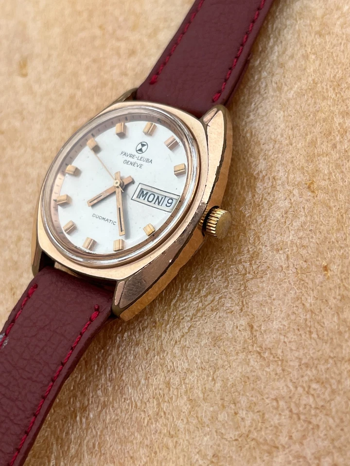 Vintage Favre Leuba Geneve Duomatic Swiss Day Date Men's Watch - Image 3 of 4