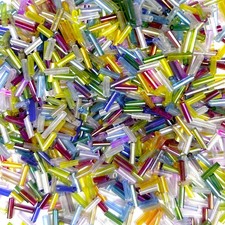 2100pcs/105g Glass Bugle Beads, Multicolor Tube Seed Beads for Jewelry Making