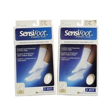 Lot of 2 Pairs Jobst SensiFoot Diabetic Crew Socks Small White  8-15 mmHg NEW